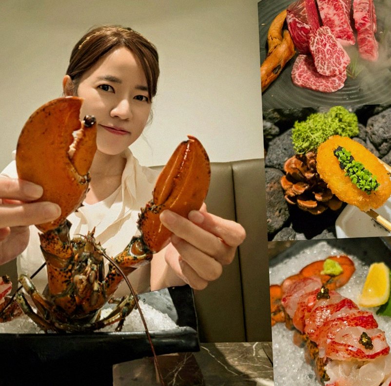 DAEBOJUNG City Hall · the signature Hanwoo showing — marbled beef cuts and caviar presented in a display chest