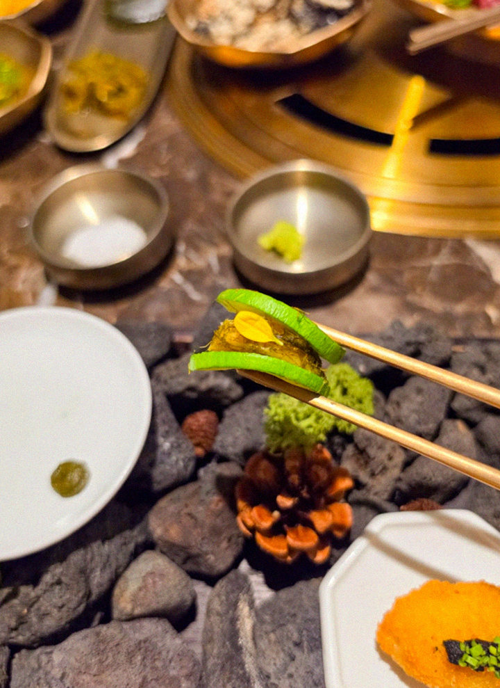DAEBOJUNG City Hall · a plated course of Hanwoo beef