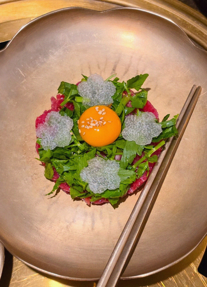 DAEBOJUNG City Hall · fresh Hanwoo beef tartare (yukhoe)