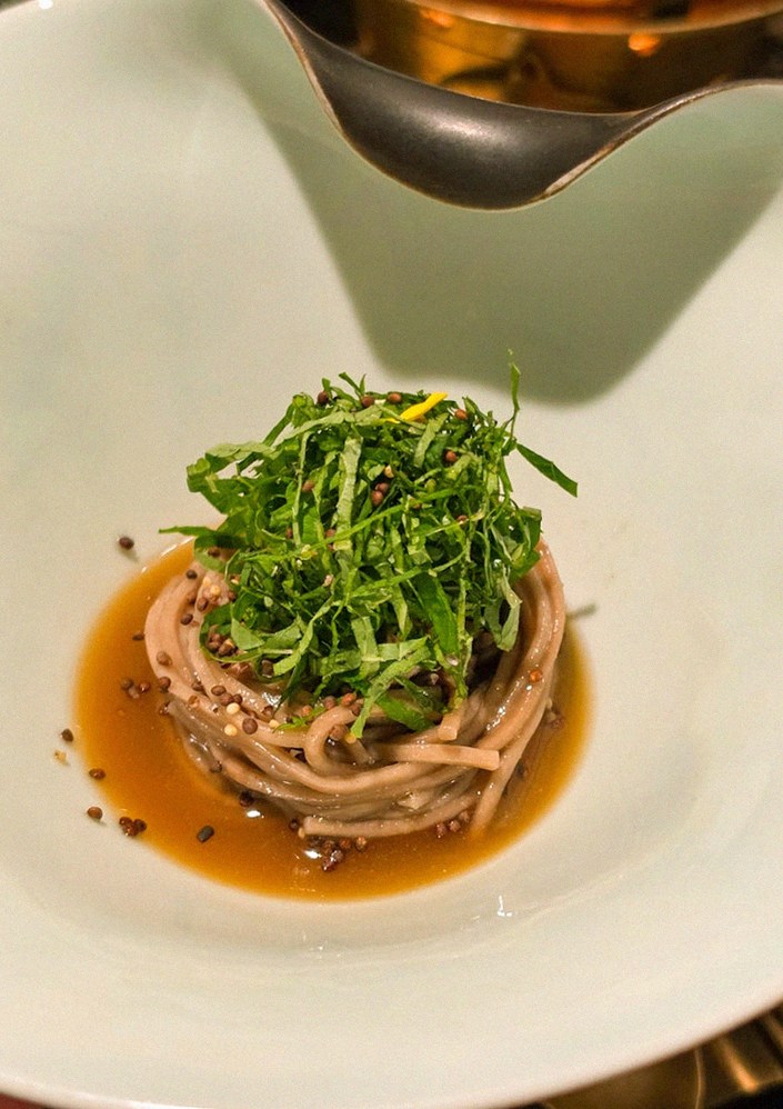 DAEBOJUNG City Hall · a plated course of Hanwoo beef