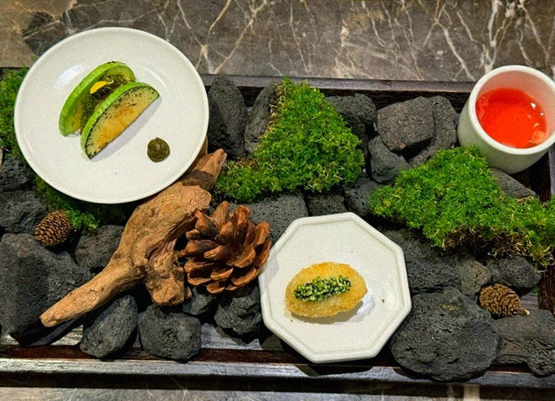 DAEBOJUNG City Hall · a plated course of Hanwoo beef