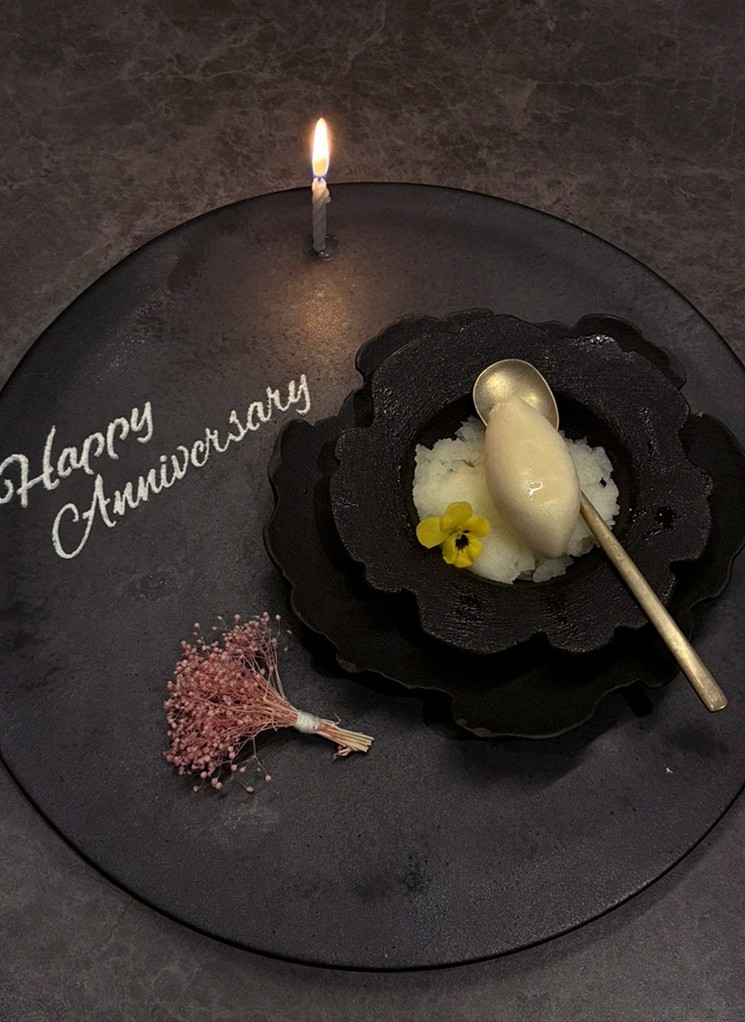 GOWOOGA Gwanghwamun · the signature Hanwoo showing — marbled beef cuts and caviar presented in a display chest