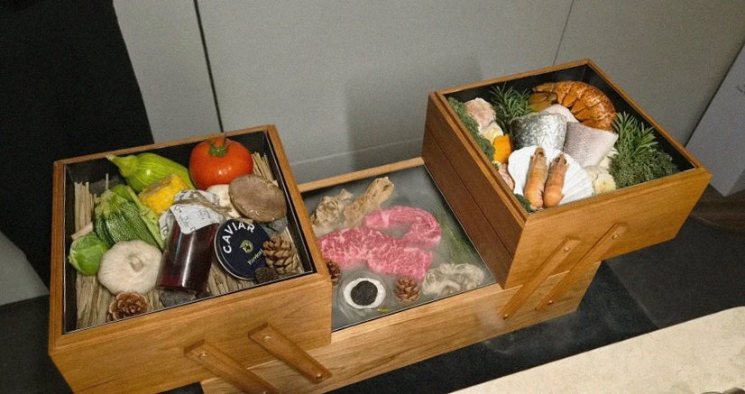 우아라 여의도점 · 여의도 룸식당 여의도 맛집 · 시그니처 한우 쇼잉 — 진열함에 담긴 마블링 한우와 캐비아