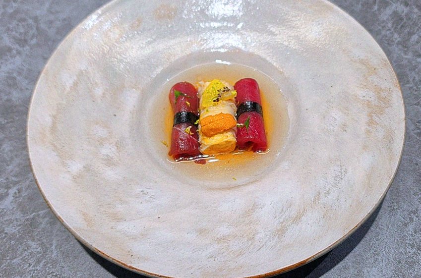 WOOHANA Jonggak · a plated course of Hanwoo beef