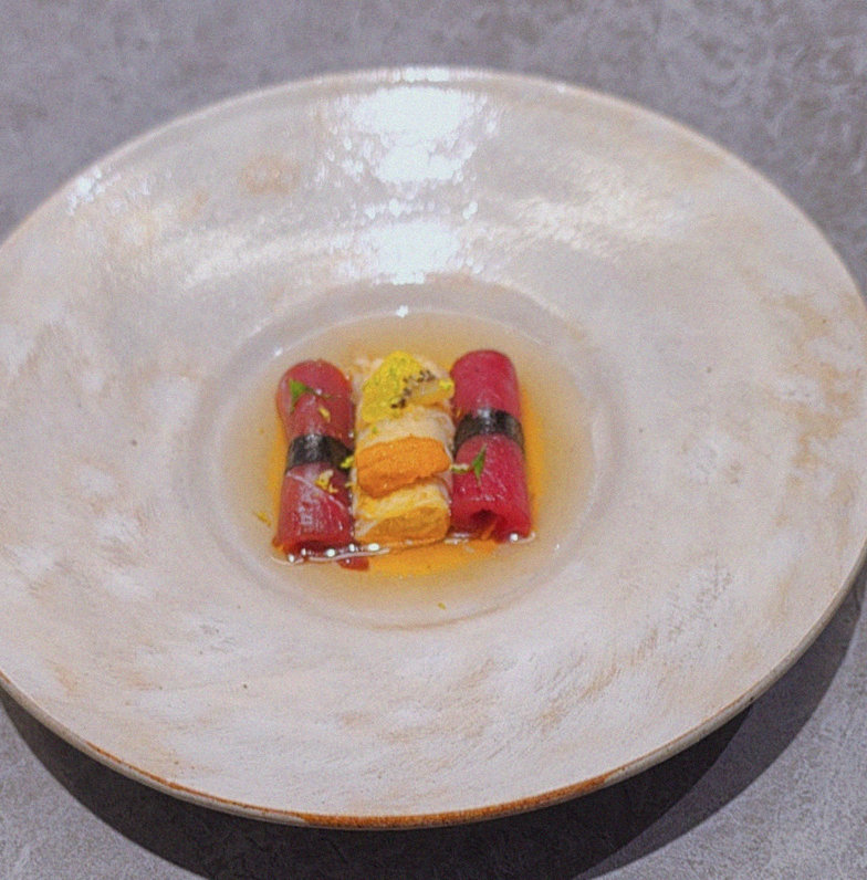 WOOHANA Jonggak · a plated course of Hanwoo beef