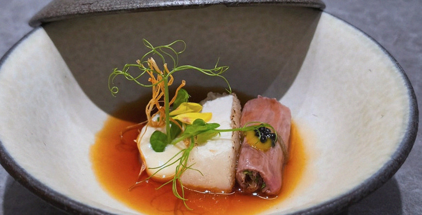 WOOHANA Jonggak · a plated course of Hanwoo beef