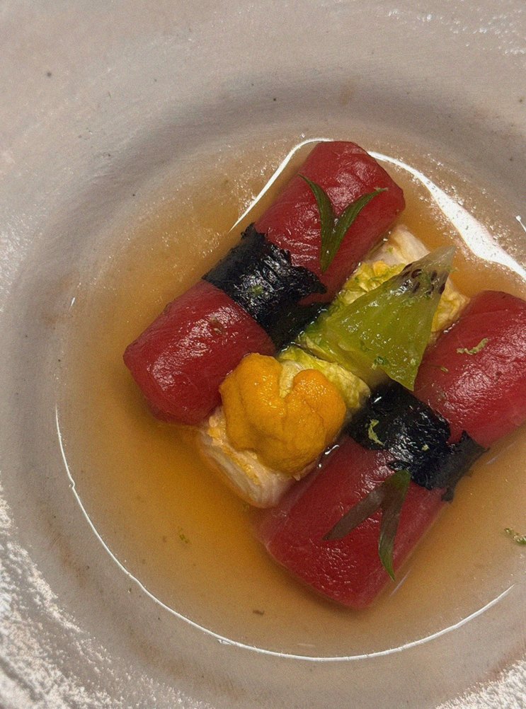 WOOHANA Jonggak · a plated course of Hanwoo beef