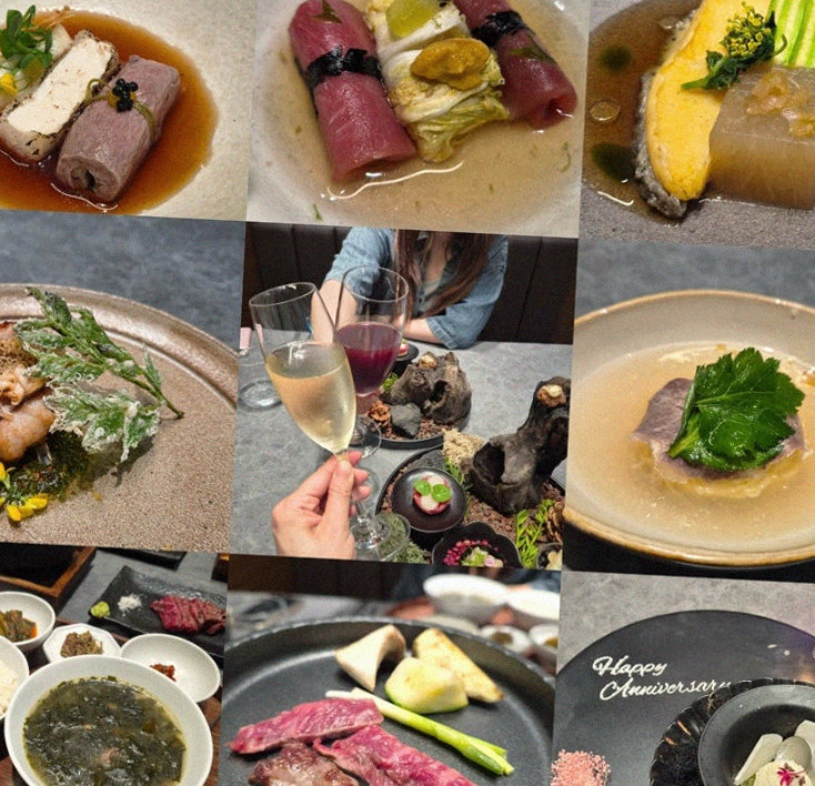 WOOHANA Jonggak · a plated course of Hanwoo beef