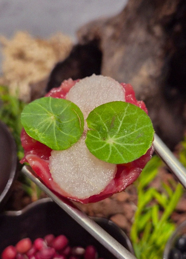 WOOHANA Jonggak · a plated course of Hanwoo beef