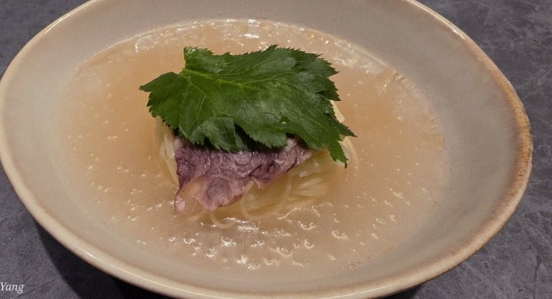 WOOHANA Yeouido · a plated course of Hanwoo beef