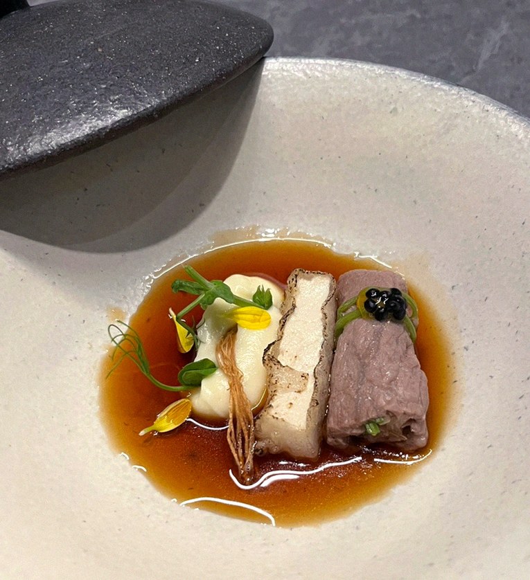 WOOHANA Yeouido · a plated course of Hanwoo beef
