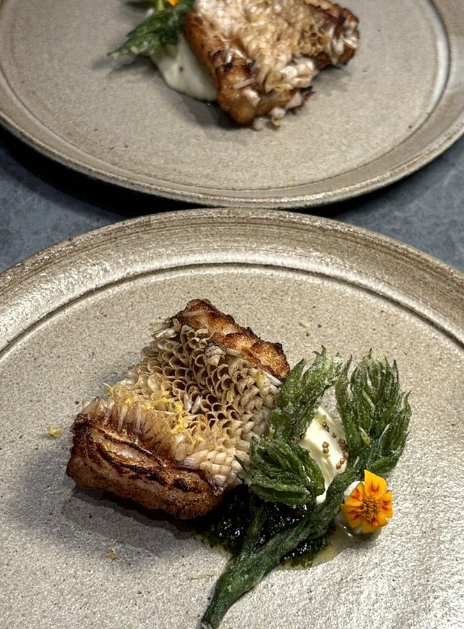 WOOHANA Jonggak · a plated course of Hanwoo beef