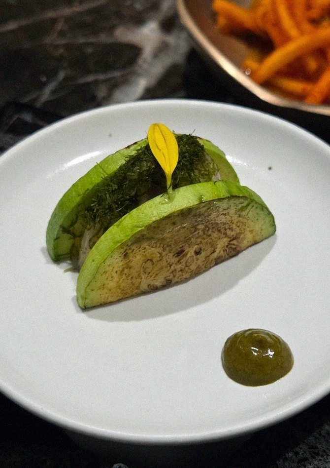 DAEBOJUNG Yeouido · a plated course of Hanwoo beef