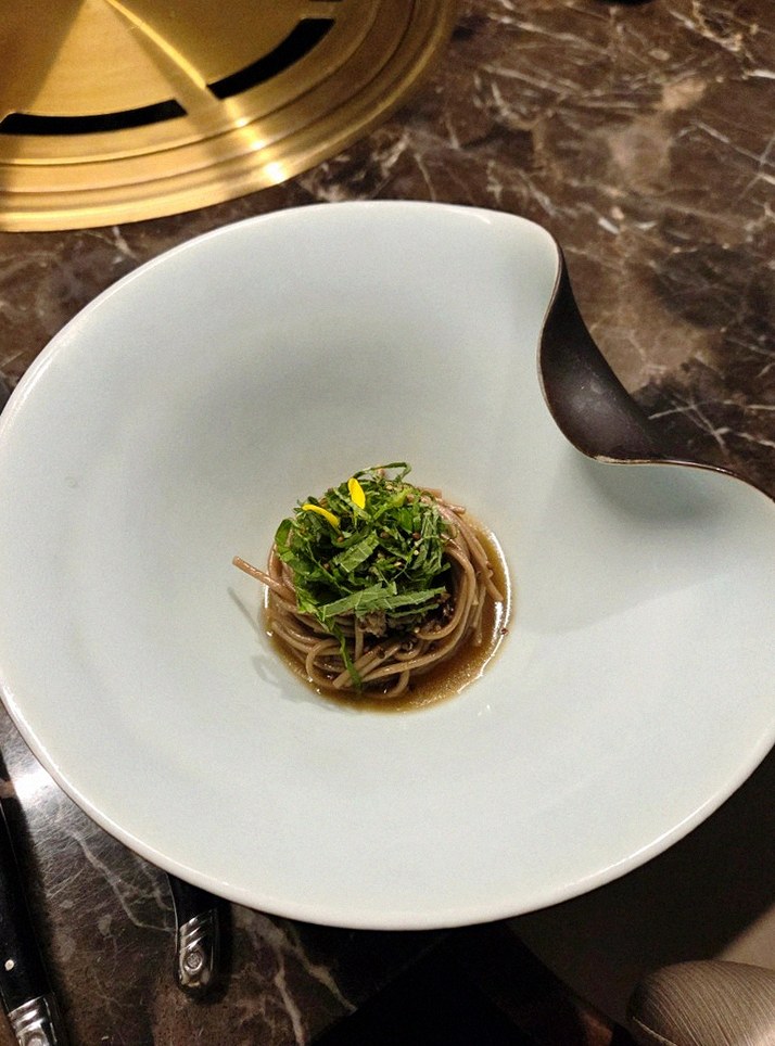 DAEBOJUNG Yeouido · a plated course of Hanwoo beef