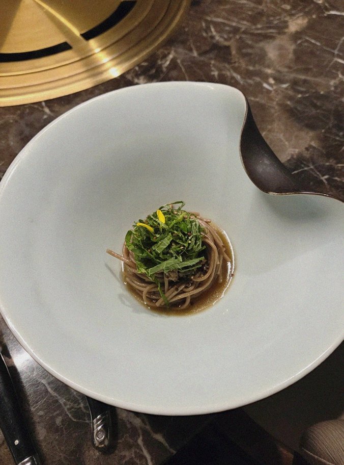 DAEBOJUNG City Hall · a plated course of Hanwoo beef