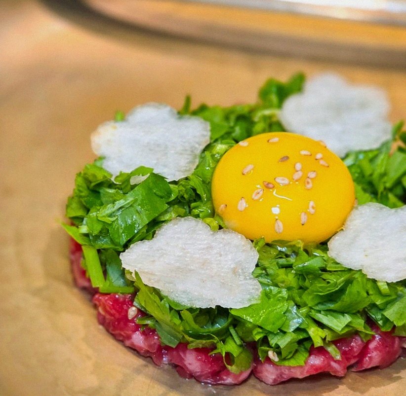 DAEBOJUNG City Hall · fresh Hanwoo beef tartare (yukhoe)