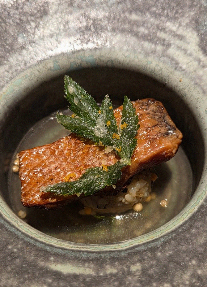 WOOARA Gwanghwamun · a plated course of Hanwoo beef