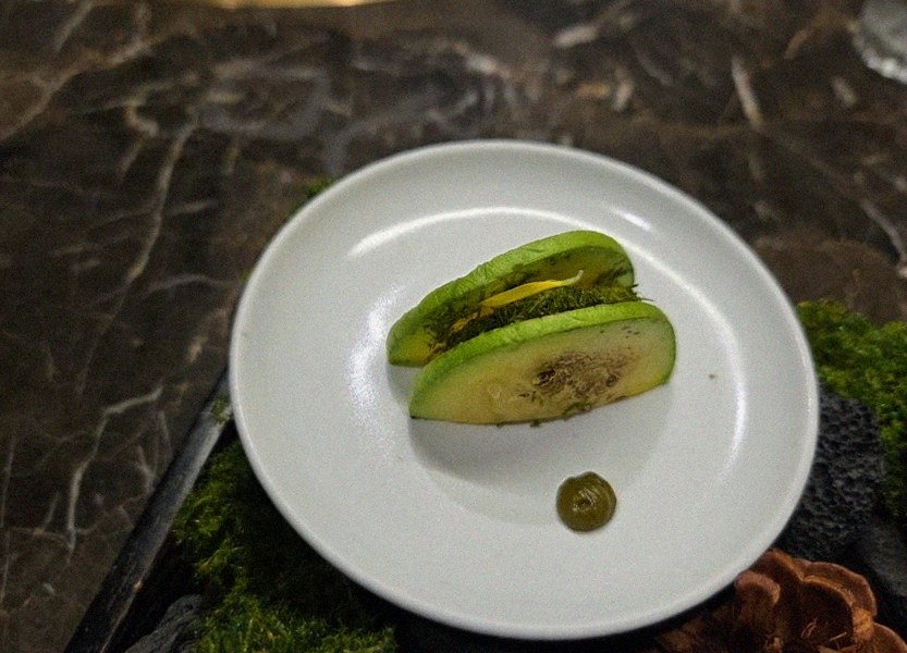 DAEBOJUNG City Hall · a plated course of Hanwoo beef