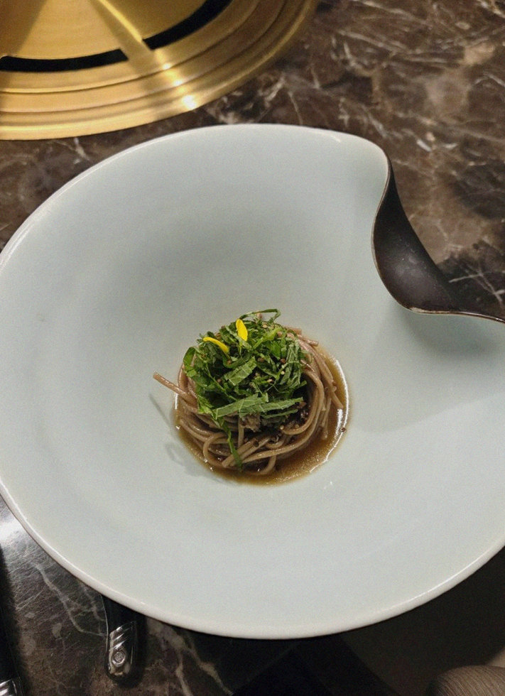 DAEBOJUNG City Hall · a plated course of Hanwoo beef