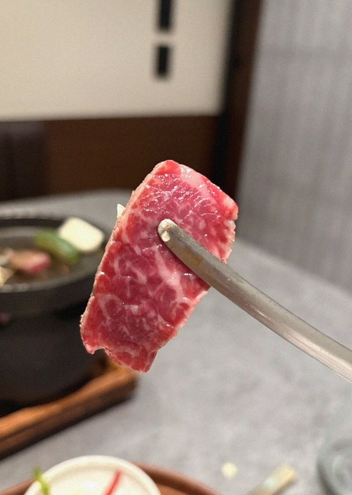 GOWOOGA Gangnam·Yeoksam · premium marbled Hanwoo beef presented before grilling