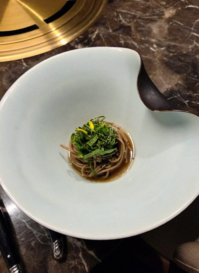 DAEBOJUNG Yeouido · a plated course of Hanwoo beef