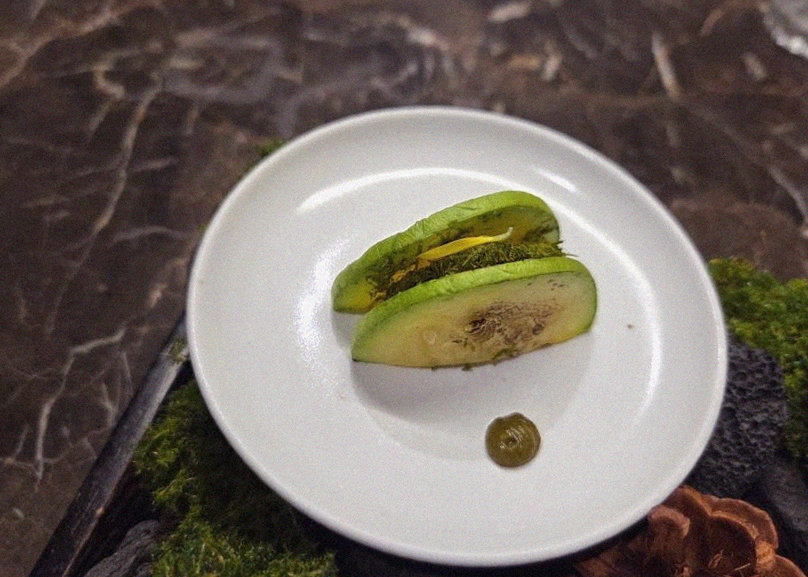 DAEBOJUNG City Hall · a plated course of Hanwoo beef