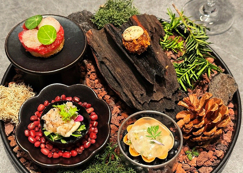 WOOHANA Jonggak · a plated course of Hanwoo beef