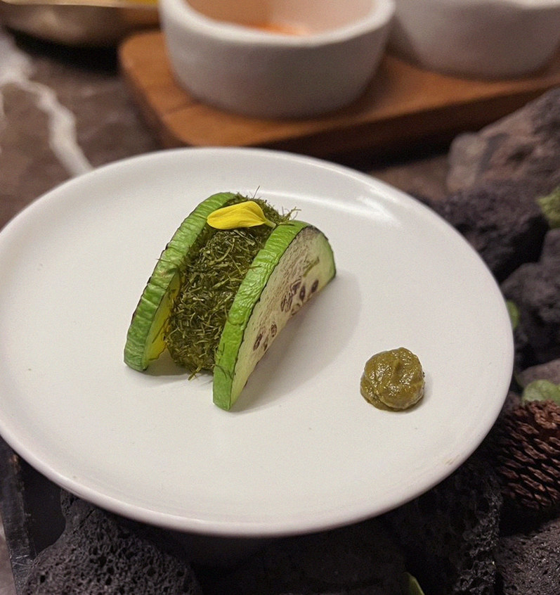 DAEBOJUNG City Hall · a plated course of Hanwoo beef