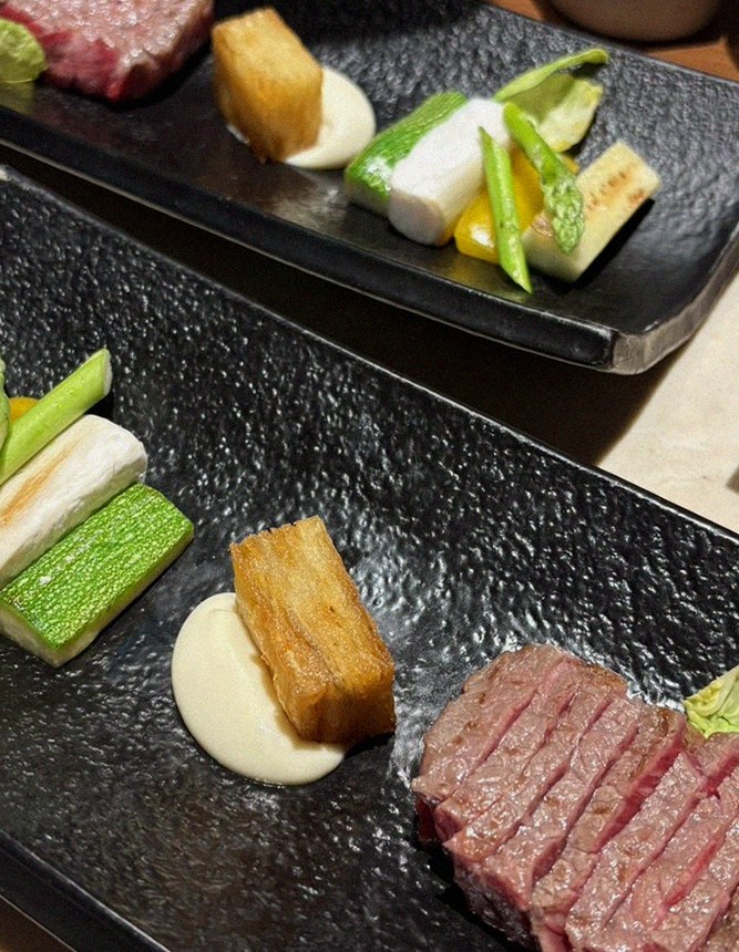 WOOARA Yeouido · a plated course of Hanwoo beef
