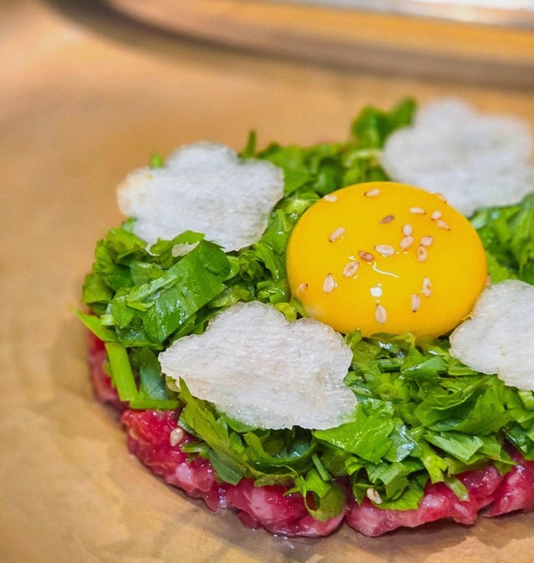 DAEBOJUNG City Hall · fresh Hanwoo beef tartare (yukhoe)