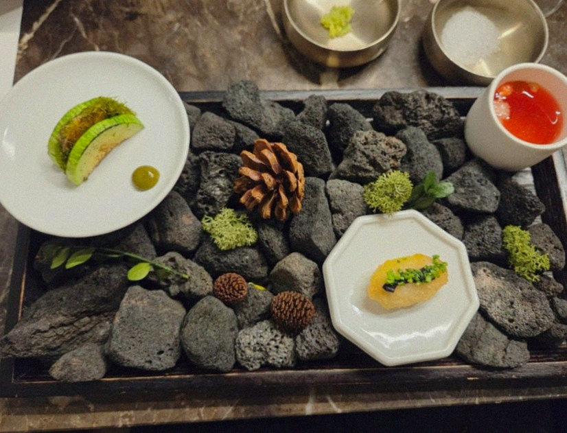 DAEBOJUNG City Hall · a plated course of Hanwoo beef