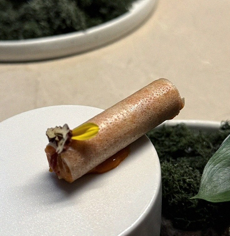 WOOARA Yeouido · the signature Hanwoo showing — marbled beef cuts and caviar presented in a display chest