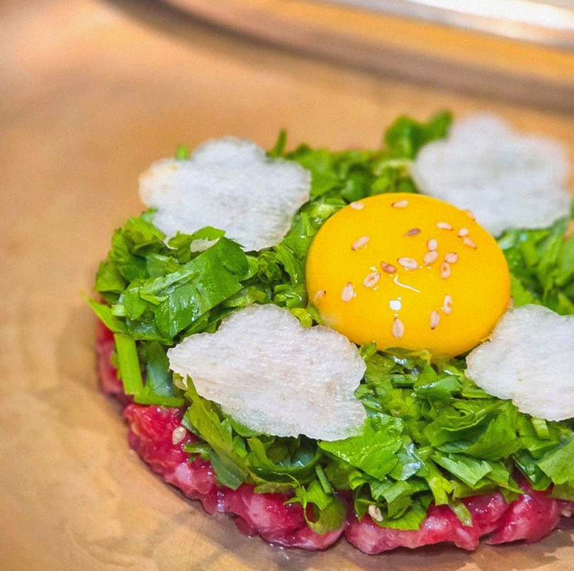 DAEBOJUNG City Hall · fresh Hanwoo beef tartare (yukhoe)