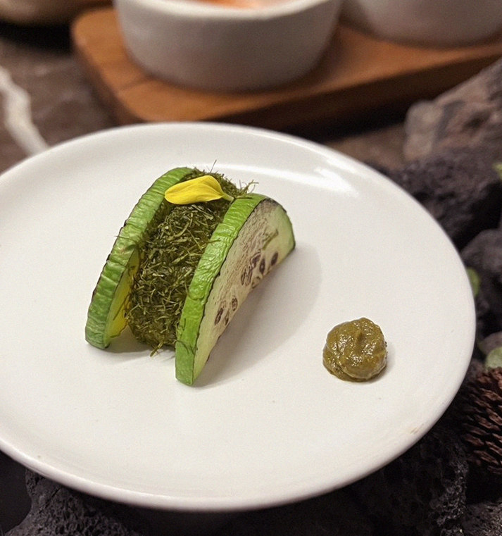 DAEBOJUNG City Hall · a plated course of Hanwoo beef