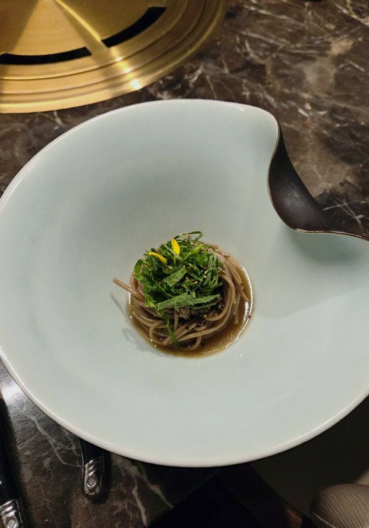 DAEBOJUNG Yeouido · a plated course of Hanwoo beef