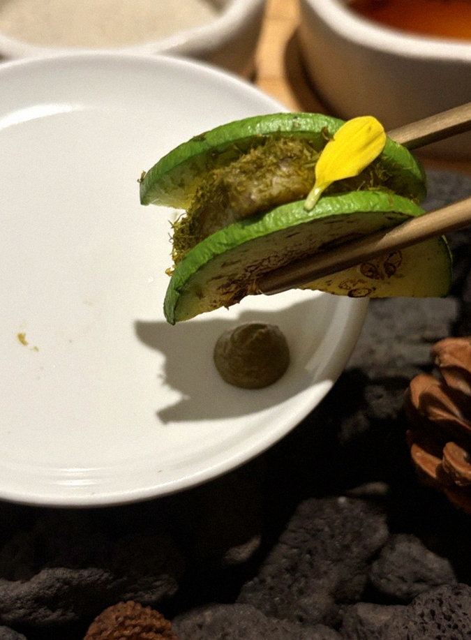 DAEBOJUNG City Hall · a plated course of Hanwoo beef