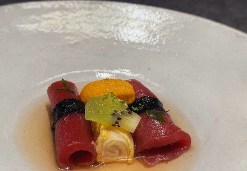 WOOHANA Jonggak · a plated course of Hanwoo beef