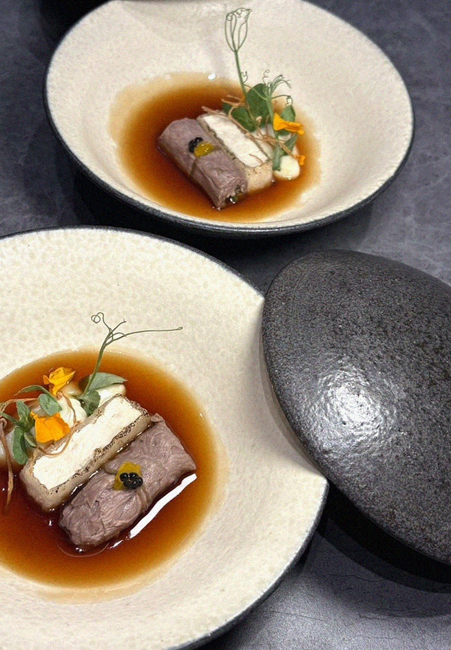 WOOHANA Jonggak · a plated course of Hanwoo beef